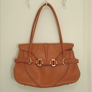 VIA SPIGA Leather Designer Handbag in Burnt Sienna